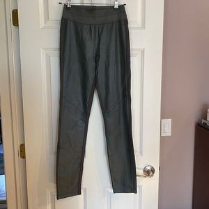 Paige dark genuine gray leather leggings size M